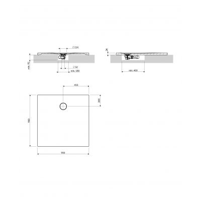 Omnires Aquarock brodzik prostokątny z maskownicą 100x80 cm ash grey mat AQUAROCK80-100AG