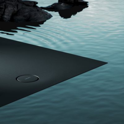 Omnires Aquarock brodzik prostokątny z maskownicą 140x80 cm black lava mat AQUAROCK80-140BLV