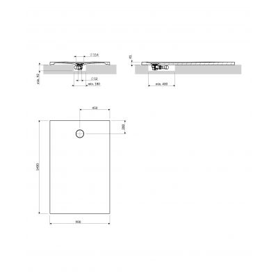 Omnires Aquarock brodzik prostokątny z maskownicą 140x90 cm biały mat AQUAROCK90-140BM