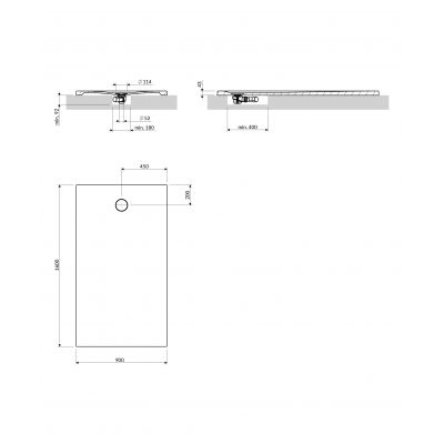 Omnires Aquarock brodzik prostokątny z maskownicą 160x90 cm ash grey mat AQUAROCK90-160AG