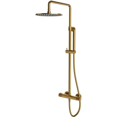 Omnires Contour zestaw prysznicowy ścienny termostatyczny złoty szczotkowany CT8044GLB