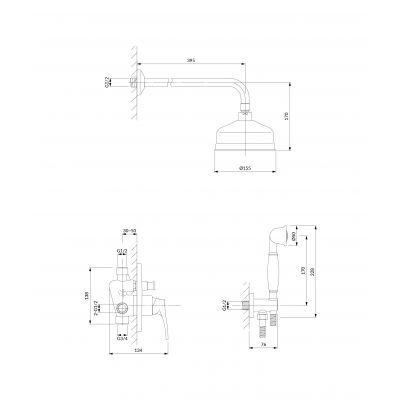 Omnires Art Deco system podtynkowy kompletny chrom SYSAD25CR