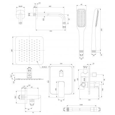 Omnires Apure system łazienkowy podtynkowy kompletny chrom SYSAP10CR