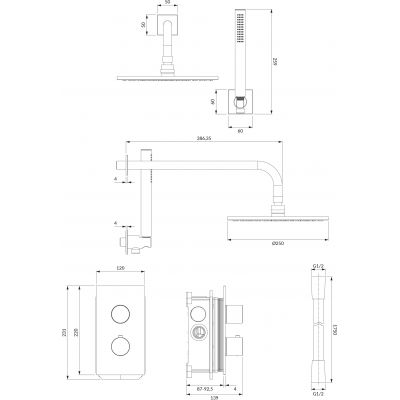 Omnires Contour zestaw prysznicowy podtynkowy termostatyczny z deszczownicą SYSCT11AT