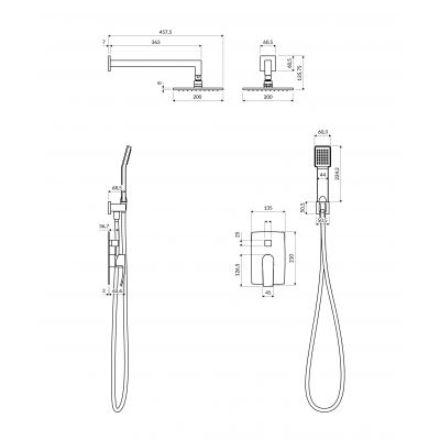 Omnires Murray zestaw łazienkowy podtynkowy z deszczownicą chrom SYSMU20CR