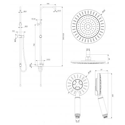 Omnires Nevada zestaw prysznicowy ścienny z deszczownicą chrom/biały SYSNEVADACRB