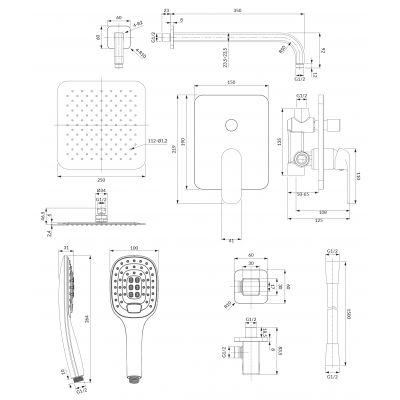 Omnires Sacramento zestaw prysznicowy podtynkowy z deszczownicą chrom SYSSC10XCR