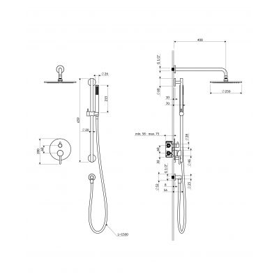 Omnires Y zestaw prysznicowy podtynkowy z deszczownicą chrom SYSY47CR