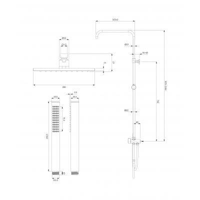 Omnires Y zestaw prysznicowy ścienny z deszczownicą chrom SYSY/KCR