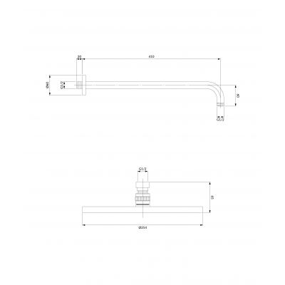 Omnires SlimLine deszczownica z ramieniem 25 cm okrągła nikiel WGSET1NI