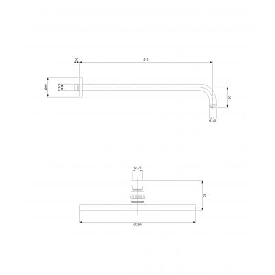 Omnires SlimLine deszczownica z ramieniem 25,4x25,4 cm okrągła biała WGSET1WM