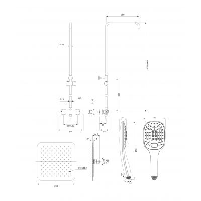 Omnires Y zestaw prysznicowy ścienny termostatyczny z deszczownicą chrom Y1244DCR