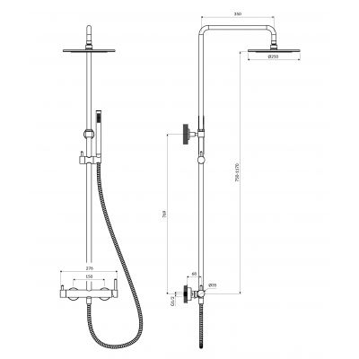Omnires Y zestaw prysznicowy ścienny z deszczownicą biały mat Y1244MWM