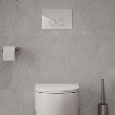 Omnires Eco Flush Set Strongframe + Minimal stelaż podtynkowy z przyciskiem spłukującym biały połysk do miski WC wiszącej STFWCECO1MRBP