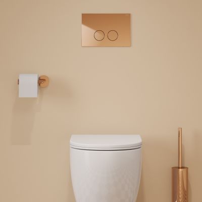 Omnires Eco Flush Set Strongframe + Minimal stelaż podtynkowy z przyciskiem spłukującym miedź połysk do miski WC wiszącej STFWCECO1MRCP