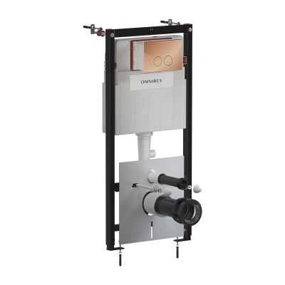 Omnires Strongframe + Minimal stelaż podtynkowy z przyciskiem spłukującym miedź połysk do miski WC wiszącej STFWC1MRCP
