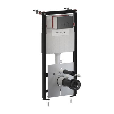 Omnires Eco Flush Set stelaż podtynkowy z przyciskiem spłukującym do miski WC wiszącej STFWCECO1R45-RGR