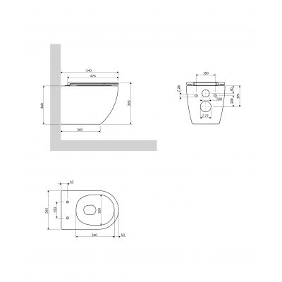 Omnires Ottawa Comfort miska WC Silent Power z deską wolnoopadającą wisząca bez kołnierza spłukiwanie wirowe biały połysk OTTAWACSPMWBP