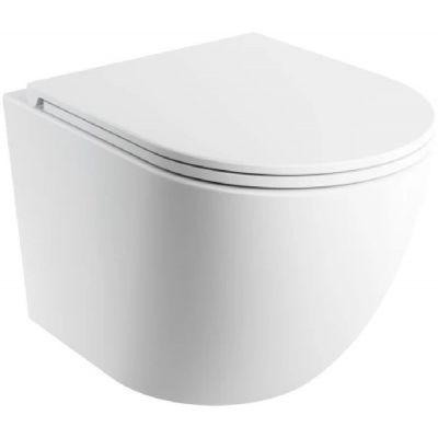 Omnires Ottawa miska WC z deską wolnoopadającą wisząca bez kołnierza ze spłukiwaniem wirowym biały mat OTTAWASPMWBM
