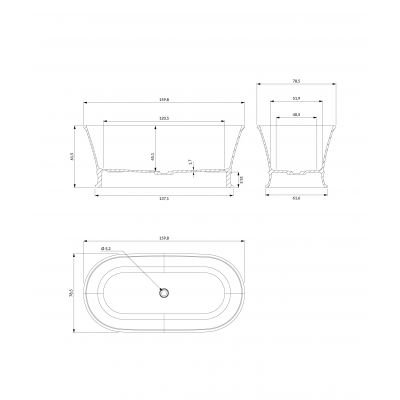 Omnires Classica M+ wanna wolnostojąca 160x79 cm owalna biała CLASSICAWWBP