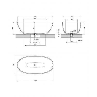 Omnires Shell M+ wanna wolnostojąca 148x75 cm owalna biały połysk SHELL148WWBP