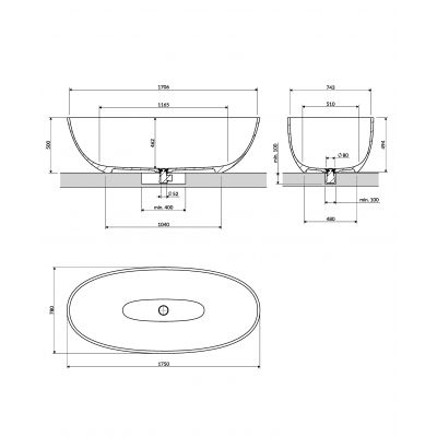 Omnires Shell M+ wanna wolnostojąca 175x78 cm owalna biały mat SHELL175WWBM