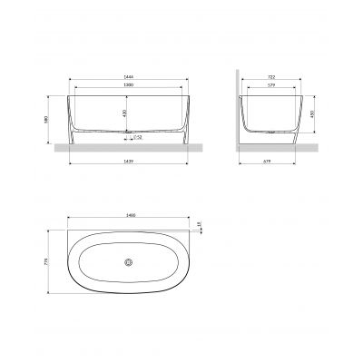 Omnires Valencia M+ wanna prostokątna 148x77 cm biała VALENCIA148SWPBP