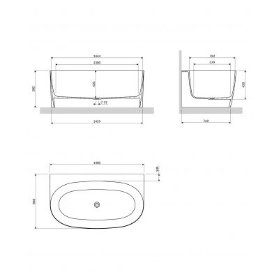 Omnires Valencia M+ wanna wolnostojąca 148x86 cm przyścienna biały połysk VALENCIAWPBP