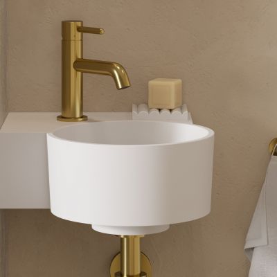 Omnires Ovo M+ umywalka 33x34 cm narożna ścienna-nablatowa biały mat OVO335UWLBM