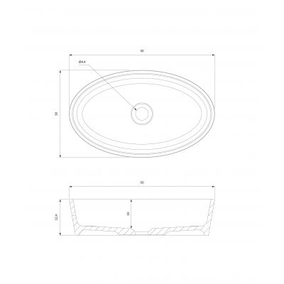 Omnires Bari M+ umywalka 50x30 cm owalna nablatowa biały/czarny połysk BARI500UNBSP
