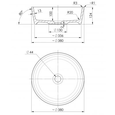 Omnires Bari M+ umywalka 38x38 cm okrągła nablatowa biała BARIUNBP
