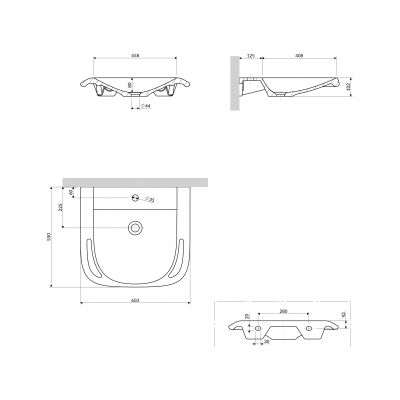 Omnires Hold M+ umywalka 60x55 cm ścienna dla niepełnosprawnych biała HOLDUWBP