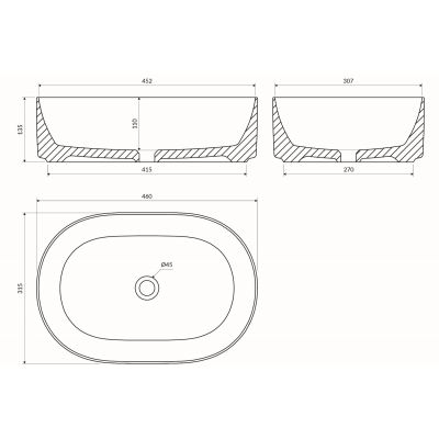 Omnires Mesa umywalka 46x31 cm owalna nablatowa biała MESA460BP