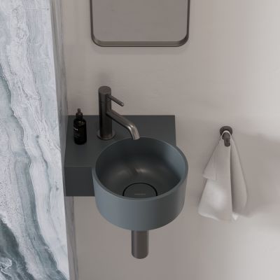 Omnires Ovo M+ umywalka 33x34 cm narożna ścienna-nablatowa ash grey mat OVO335UWLAG