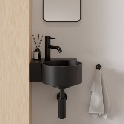 Omnires Ovo M+ umywalka 33x34 cm narożna ścienna-nablatowa black lava mat OVO335UWLBLV