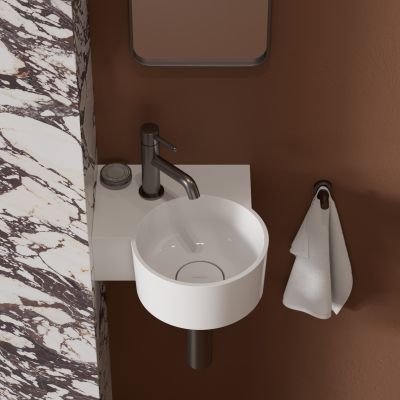 Omnires Ovo M+ umywalka 33x34 cm narożna ścienna-nablatowa biały połysk OVO335UWLBP