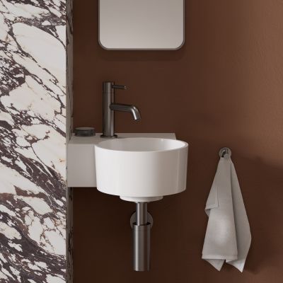 Omnires Ovo M+ umywalka 33x34 cm narożna ścienna-nablatowa biały połysk OVO335UWLBP