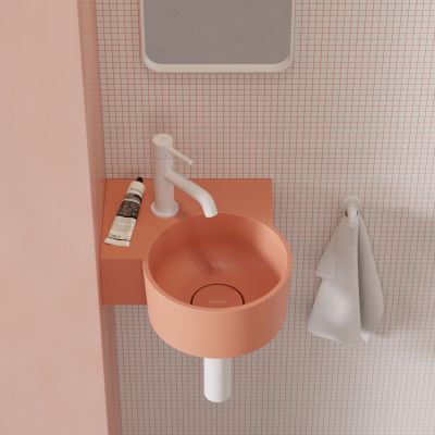 Omnires Ovo M+ umywalka 33x34 cm narożna ścienna-nablatowa coral mat OVO335UWLCO