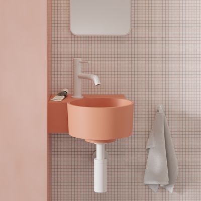 Omnires Ovo M+ umywalka 33x34 cm narożna ścienna-nablatowa coral mat OVO335UWLCO