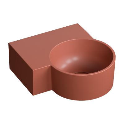 Omnires Ovo M+ umywalka 33x34 cm narożna ścienna-nablatowa terracotta mat OVO335UWLTE