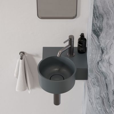Omnires Ovo M+ umywalka 33x34 cm narożna ścienna-nablatowa ash grey mat OVO335UWPAG