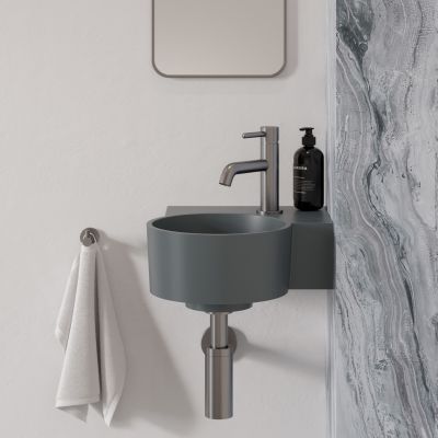 Omnires Ovo M+ umywalka 33x34 cm narożna ścienna-nablatowa ash grey mat OVO335UWPAG