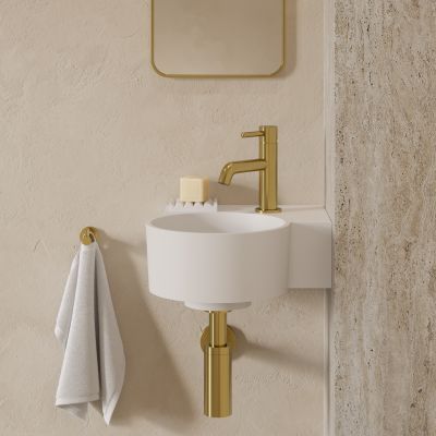 Omnires Ovo M+ umywalka 33x34 cm narożna ścienna-nablatowa biały mat OVO335UWPBM