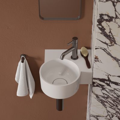 Omnires Ovo M+ umywalka 33x34 cm narożna ścienna-nablatowa biały połysk OVO335UWPBP