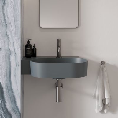 Omnires Ovo M+ umywalka 55x38 cm owalna nablatowa ash grey mat OVO555UWLAG