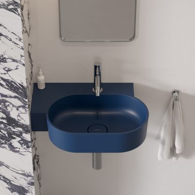 Omnires Ovo M+ umywalka 55x38 cm owalna nablatowa midnight blue mat OVO555UWLMB