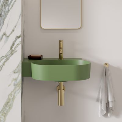 Omnires Ovo M+ umywalka 55x38 cm owalna nablatowa olive mat OVO555UWLOL