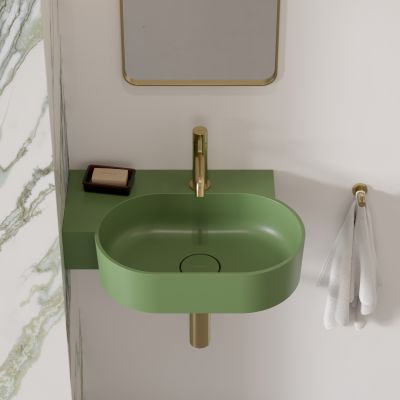 Omnires Ovo M+ umywalka 55x38 cm owalna nablatowa olive mat OVO555UWLOL