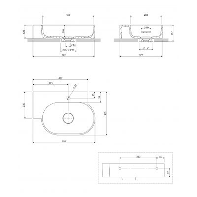 Omnires Ovo M+ umywalka 55x38 cm owalna nablatowa ash grey mat OVO555UWPAG