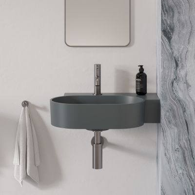 Omnires Ovo M+ umywalka 55x38 cm owalna nablatowa ash grey mat OVO555UWPAG